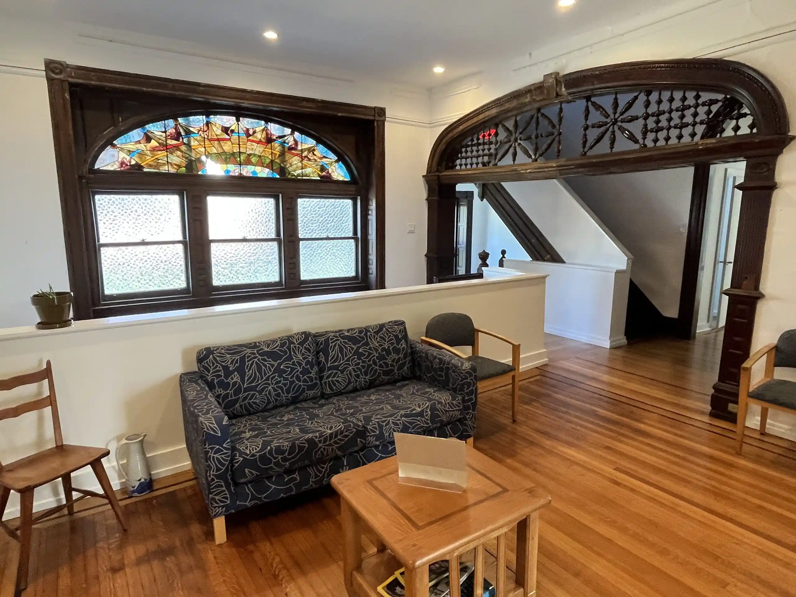 A modern and quiet private practice room used for professional psychotherapy treatments.